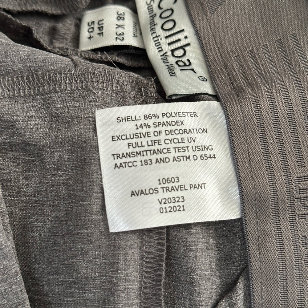 Coolibar Avalos Travel Pant UPF 50+ Protection Gray Grey Size 38X32 Men’s - Picture 6 of 7